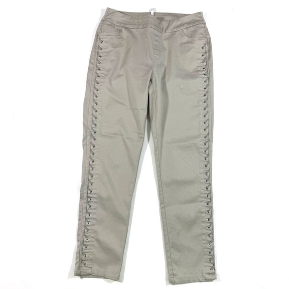 Lulu B Pull On Skinny Pants Grey Side Lace Design - Picture 1 of 9